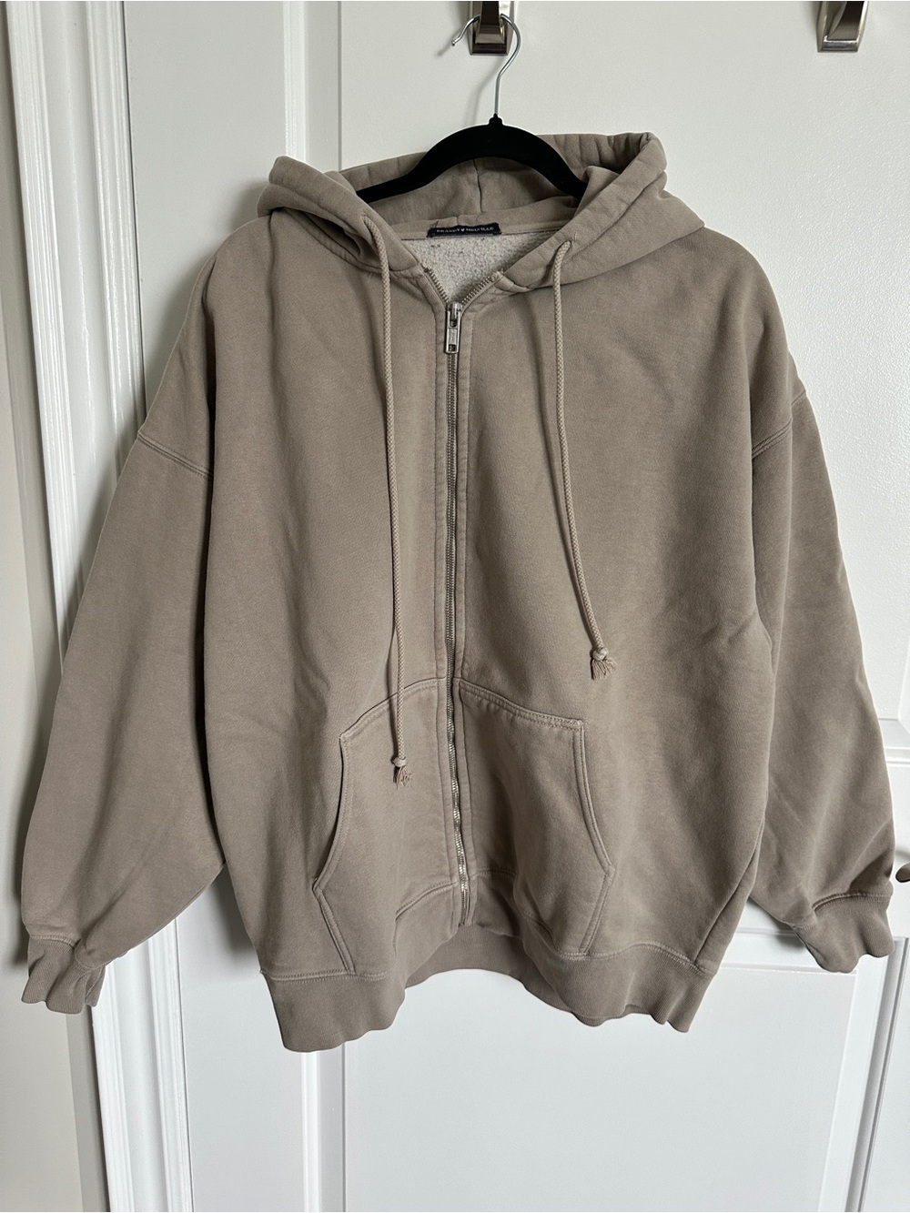 Brandy Melville oversized beige full-zip Christy hoodie